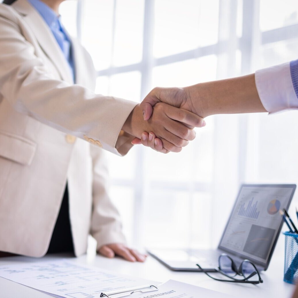 Business handshake for teamwork of business merger and acquisition,successful negotiate,hand shake,