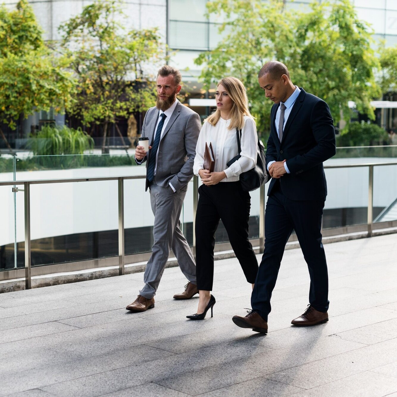 Businesspeople Men Women Walk Colleague